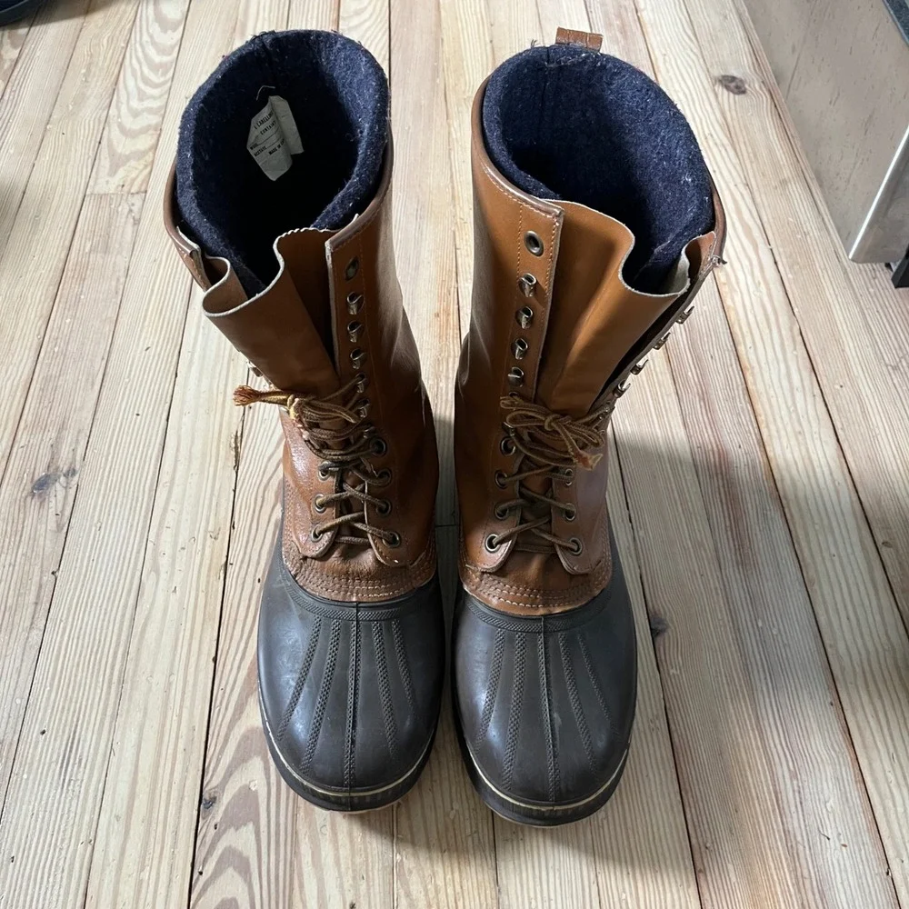 Sorel Frontier Winter Pac Boots Mens 12 Tan Leather Duck Boots Made in Canada